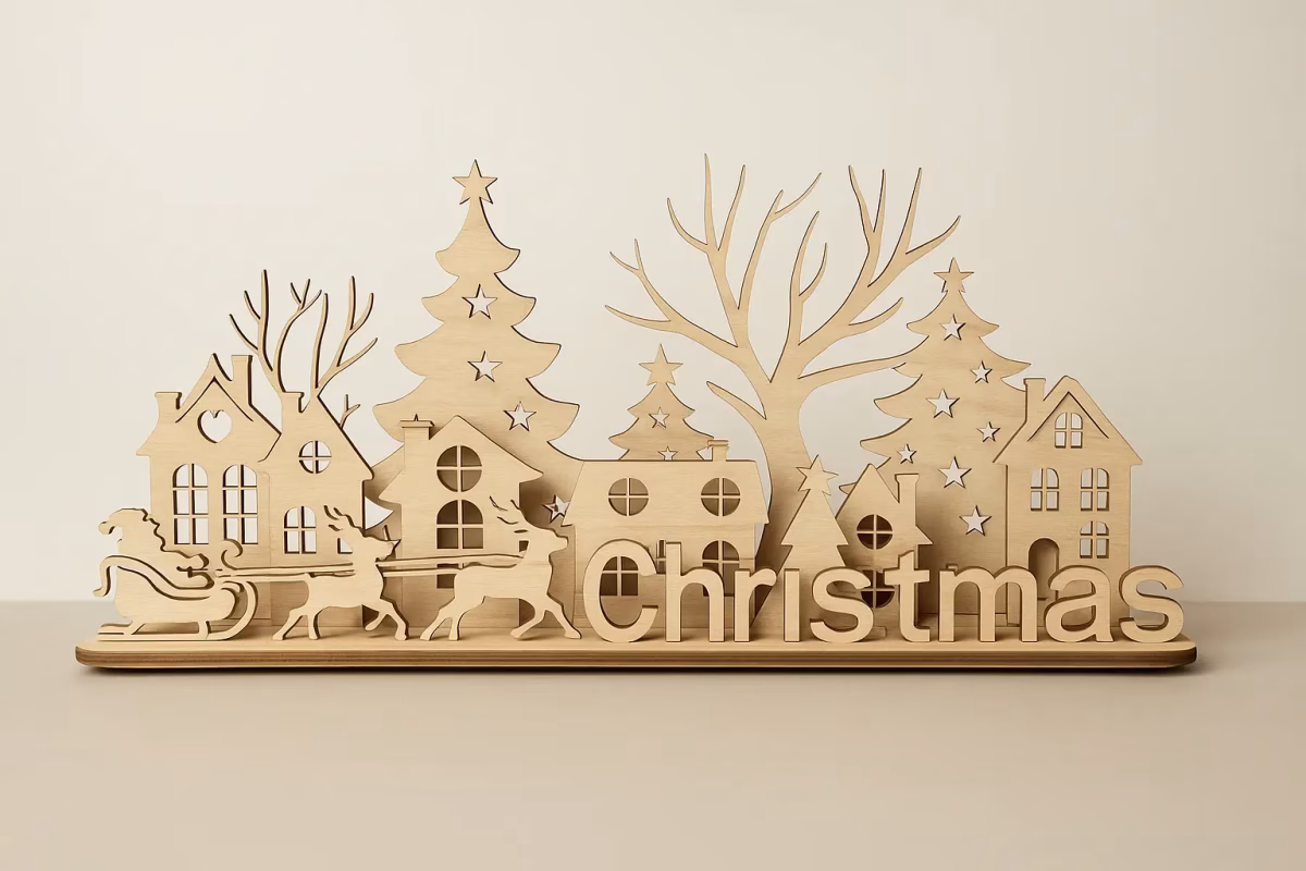 Weihnachtsdorf mit Schlitten – festlich & stimmungsvoll