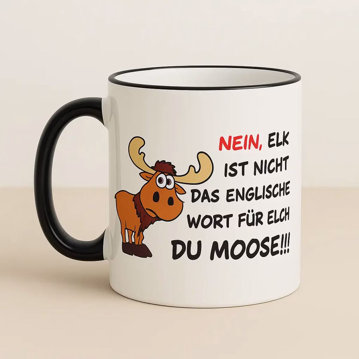 Lustige Elch Tasse mit Spruch – witzige Geschenkidee