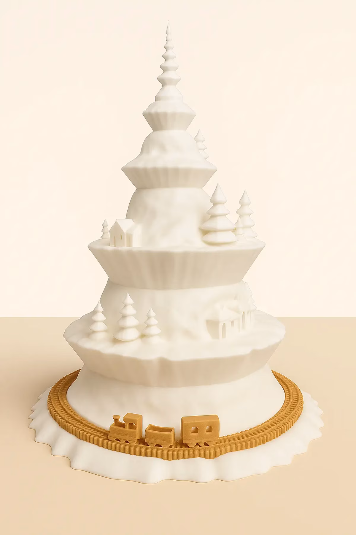 Weihnachtsbaum mit Zug – stilvolle Winterdeko