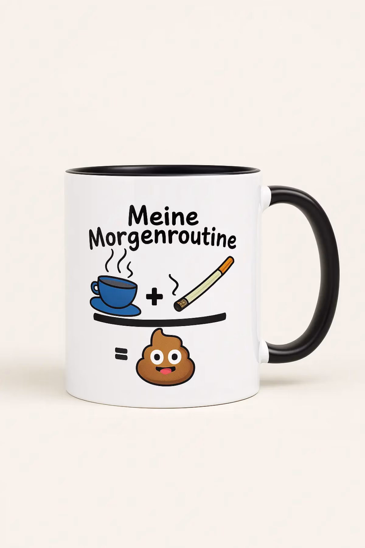 Spruchtasse – Kaffee + Zigarette = Morgenroutine