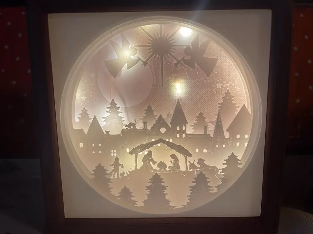 Leuchtrahmen Krippe – Weihnachtsdeko mit LED
