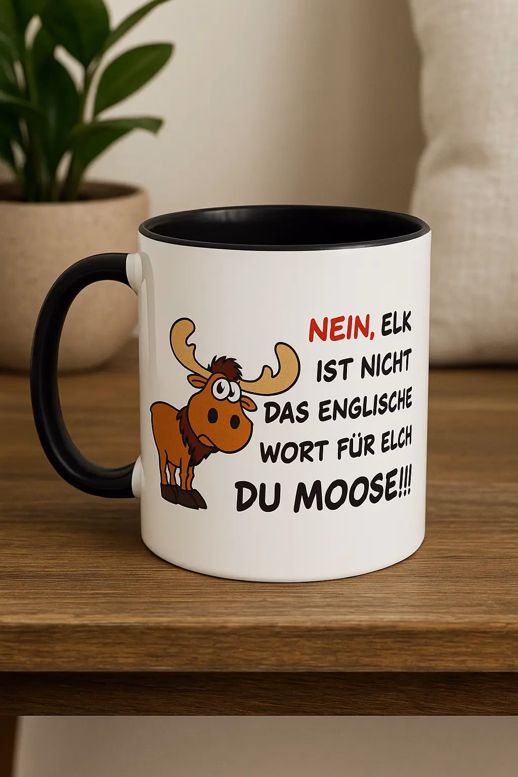 Lustige Elch Tasse mit Spruch – witzige Geschenkidee