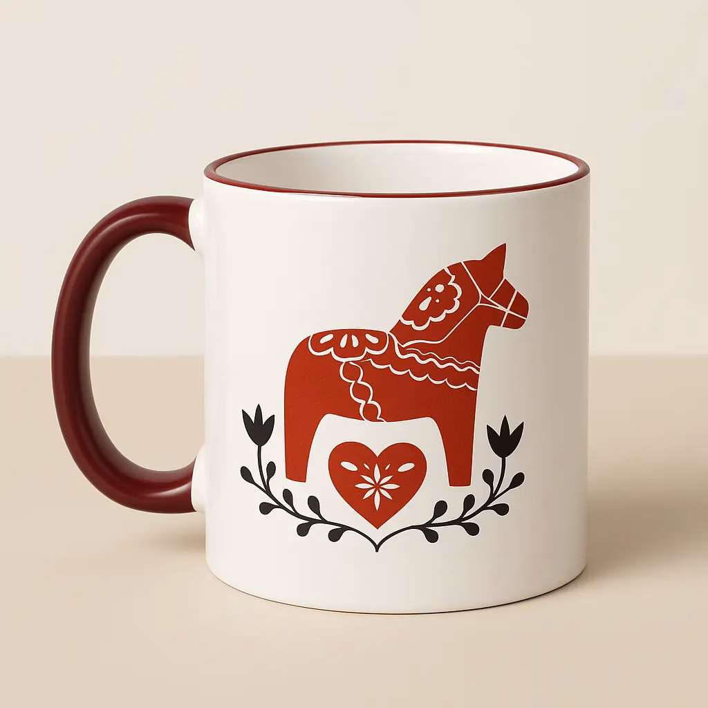 Dalahäst Tasse – skandinavisches Motiv im Folklore-Stil