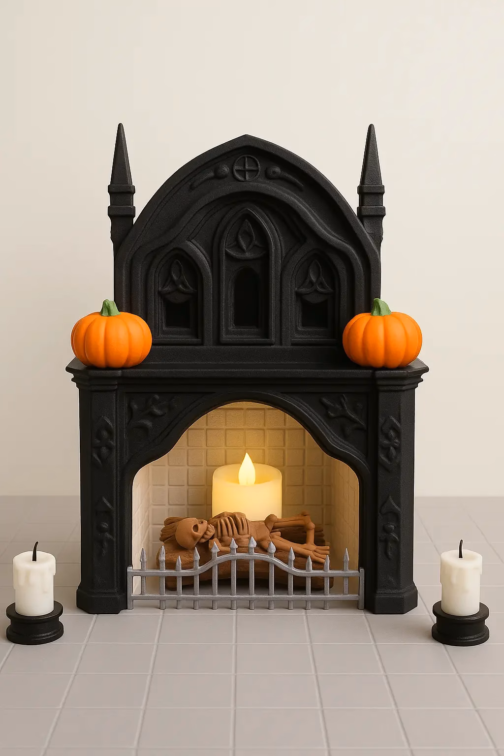 Halloween Kamin Dekoration im Gothic-Stil