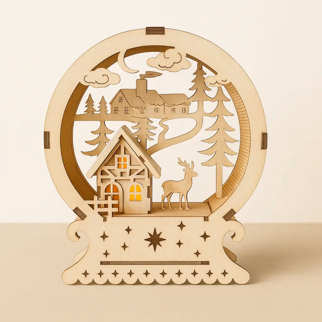 Schwibbogen Winterlandschaft – Weihnachtliche Szene im Rundbogen