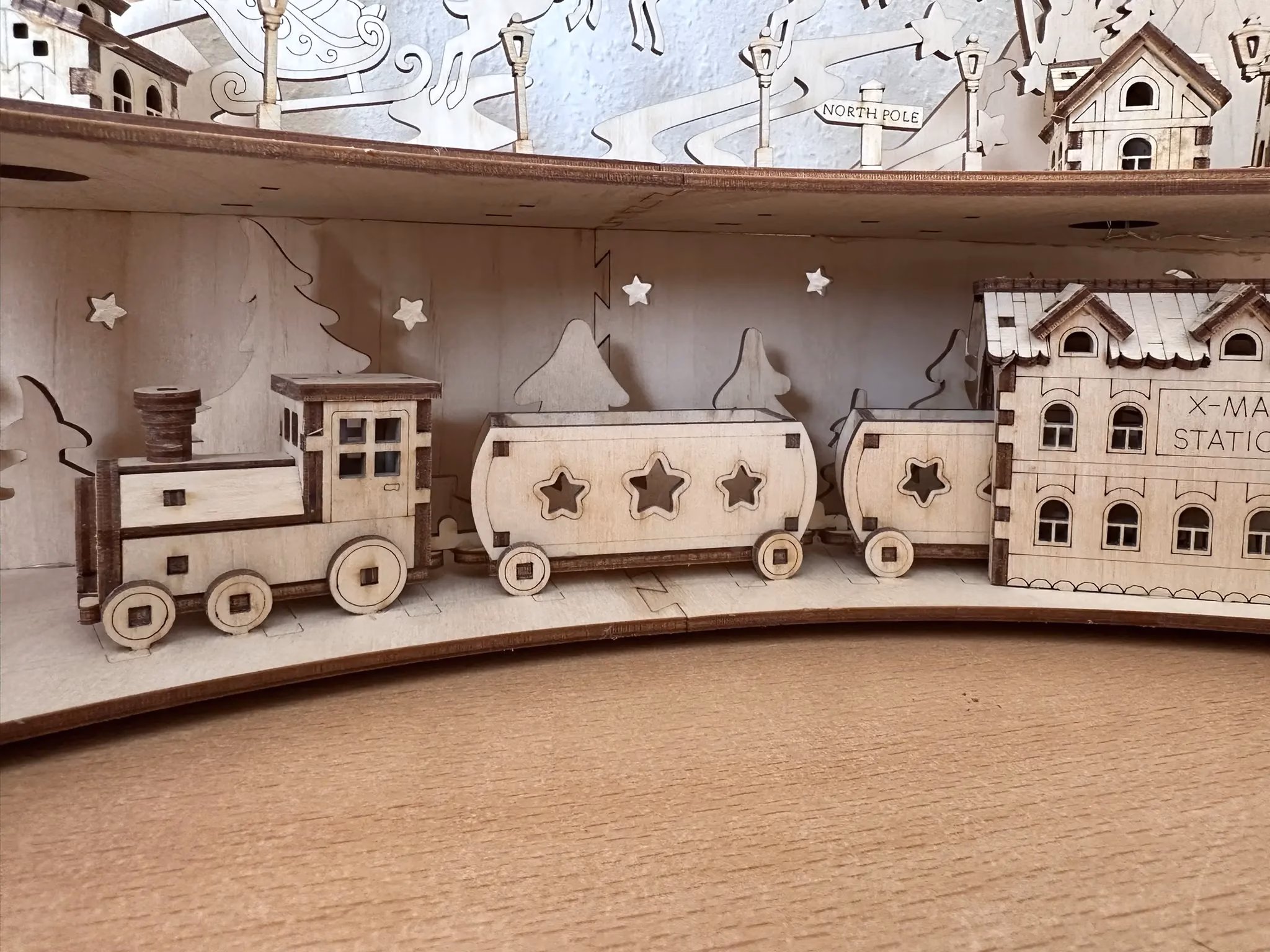 Weihnachtsdorf Winterstadt mit Lokomotive