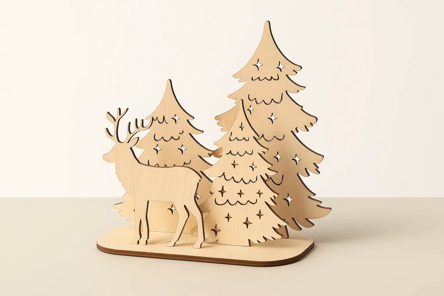 Weihnachtsdeko Rentier mit Tannenbäumen