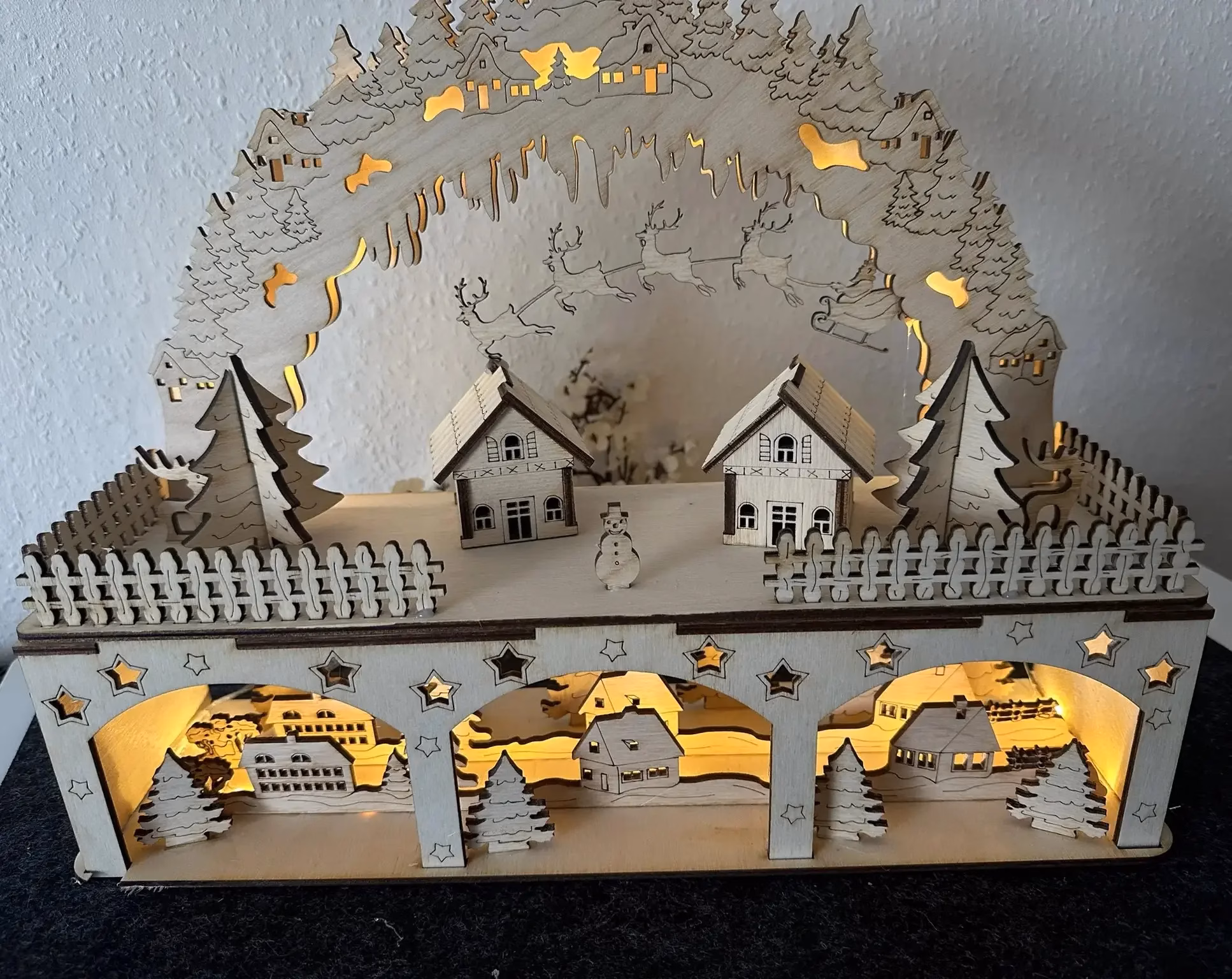 Schwibbogen Weihnachtsdorf – Winterlandschaft auf 2 Etagen