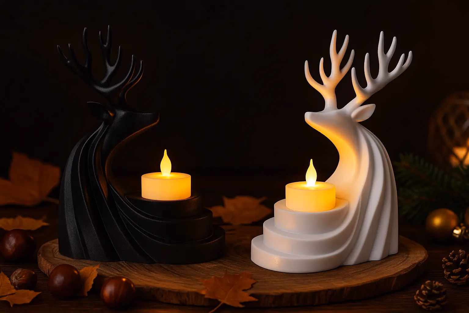 Rentier Kerzenhalter – elegante Weihnachtsdeko