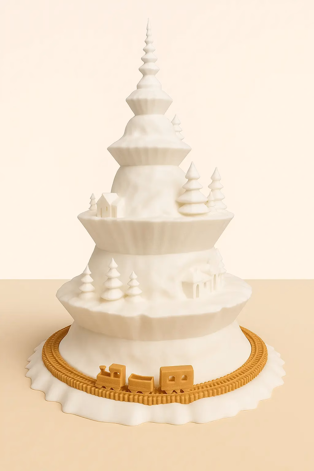 Weihnachtsbaum mit Zug – stilvolle Winterdeko