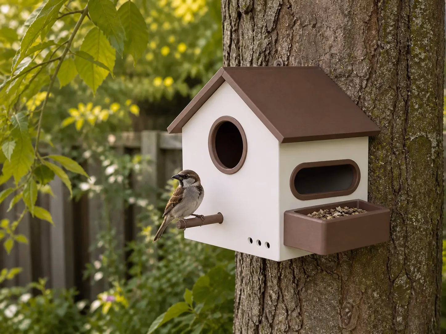Vogelhaus/Nistkasten mit Futterstelle
